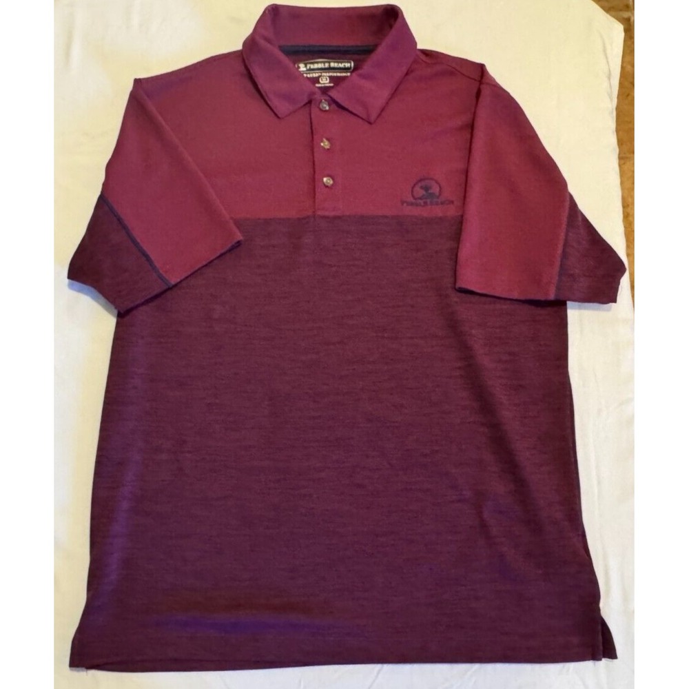Pebble Beach Dry-Luxe Performance Polo Shirt - Red - Size M - 100% Polyester